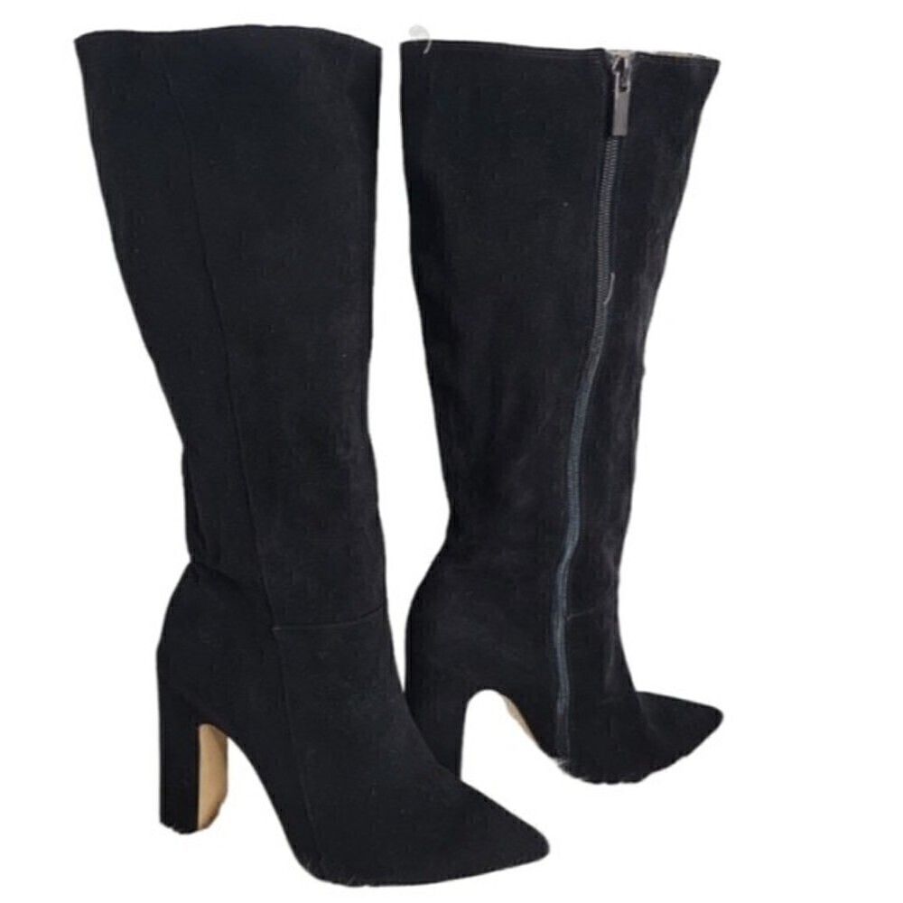 RAYE Women's Revolve Black Tall boots Suede Side zipper trendy & fashion sz 9